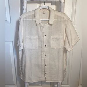 Industry of All Nations undyed linen button up shirt unisex size Large